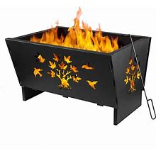 OUTDOOR DIAMOND Fire Pit,Wood Fire Pits,Bonfire Pit,Fire Pits For Outside,28 Inch Rectangle Cast Iron Fire Pit For Patio,Backyard With Fire Poker And