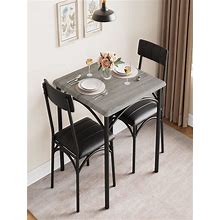 Dining Table Set, Kitchen Table And Chairs For 2, Metal And Wood Square Dining Room Table Set With 2 Upholstered Chairs, 3 Piece Dining Table Set For Small Space, Apartment,One-Size