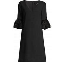 Aidan Mattox Women's Feathered Trapeze Dress - Black - Size 10