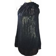 Rojas Dresses | Vtg Rojas Black Dress Lbd Sleeveless Paperback Tie Neck Gold Metallic Stripes M | Color: Black/Gold | Size: M