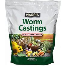 Harris Worm Castings Organic Fertilizer - Soil Superfood For Houseplants, Flowers, And Vegetables, 4Qt, 5Lb Bag