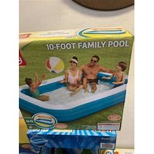Play Day Inflatable 10-Foot Rectangular Family Swimming Kiddie Pool