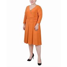 Ny Collection Plus Size Ruched A-Line Dress - Desert Sun