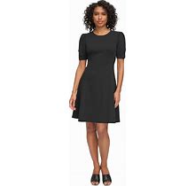 Dkny Women's Short-Sleeve Fit & Flare Dress - Black - Size 2