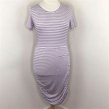 Pleione Dresses | Pleione Lilac & White Striped Gathered Dress | Color: Purple/White | Size: M