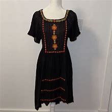 Free People Dresses | Free People Embroidered Dress In Brown Size Small | Color: Brown/Orange | Size: S