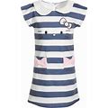 Hello Kitty Toddler Girls Striped Embroidered Dress - White