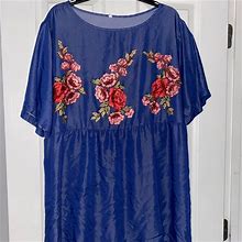 Shein Dresses | Embroidery Denim Dress | Color: Blue | Size: 2X