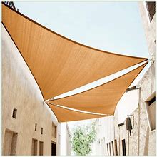 Colourtree 28' X 28' X 28' Sand Triangle CTAPT28 Sun Shade Sail Canopy Mesh Fabric UV Block - Commercial Heavy Duty - 190 GSM - 3 Years Warranty (We