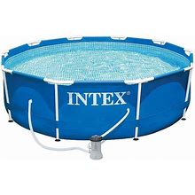 Intex 10ft X 30in Metal Frame Above Ground Swimming Pool Set With Filter Pump, Brt Blue