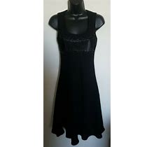 Evan-Picone Petite Black Beaded Dress Size 2P Excellent Condition