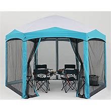 COOSHADE Pop Up Camping Gazebo 6 Sided Instant Screened Canopy Tent Outdoor Screen House Room(12X10ft,White)