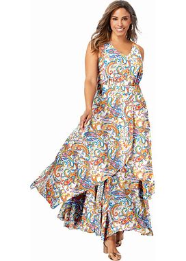 Plus Size Women's Georgette Flyaway Maxi Dress By Jessica London In Multi Painterly Paisley (Size 28 W)