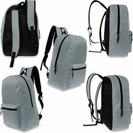 17" Kids Basic Wholesale Backpack In Gray - Bulk Case Of 24 Backpacks