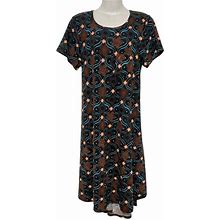 Lularoe Dresses | Lularoe Womens Carly Casual Damask Print Black Comfy Dress Size Small | Color: Black/Blue | Size: S