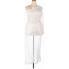 Rebdolls Casual Dress - Midi One Shoulder Sleeveless: White Print Dresses - Women's Size 2X