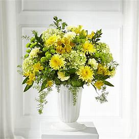 FTD Flower Delivery | Beloved Blessings Arrangement | Carnation | Hydrangea | Alstroemeria/Peruvian Lily | Green | Yellow