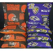 Set Of 8 Baltimore Ravens Cleveland Browns Cornhole Bean Bags FREE SHIPPING