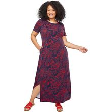 Plus Size Women's Scoopneck Maxi Dress By Catherines In Classic Red Mono Floral (Size 3X)