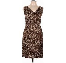 Banana Republic Casual Dress - Sheath V Neck Sleeveless: Brown Zebra Print Dresses - Women's Size 6