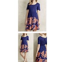 Anthropologie Hd In Paris Blushed Blooms Dress M Fit And Flare