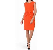 Kasper Red Orange Belted Career Sheath Dress Size 18 $89