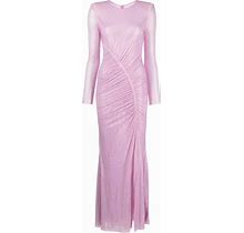Self-Portrait - Rhinestone-Embellished Maxi Dress - Women - Polyester/Elastane/Elastane/Polyester - 4 - Pink