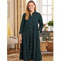 Women's Plaid Flannel Tiered Midi Dress - Black - Large - The Vermont Country Store