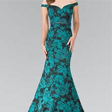 Gls Collective Dresses | New Green Off-The-Shoulder Floral Print Long Dress Gl2245 | Color: Green | Size: Various