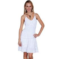 Scully Womens White 100% Cotton Crochet S/L Dress L