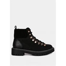 Gatlinburg Shearling Collar Ankle Boots - Black - Size 6
