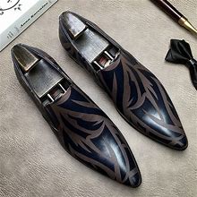 Mens Real Leather Business Leisure Shoes Pointy Toe Oxfords Slip On Wedding Club