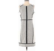 Ann Taylor Factory Casual Dress - Shift: Gray Jacquard Dresses - Women's Size 6