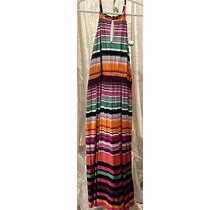 Venus Keyhole Striped Maxi Dress Size Xl Bright Colorful Sleeveless