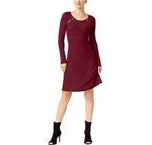 I-N-C Womens Zipper-Shoulder Shift Dress, Red, X-Large