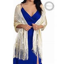 EASEDAILY Women's Shawls And Wraps For Evening Dresses Sparkling Wedding Scarf Fringe Bridal Capelet For Bride And Bridesmaid