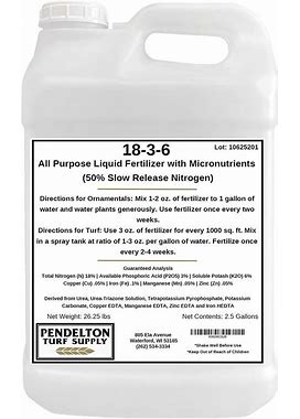 Pendelton Turf Supply 18-3-6 Liquid Fertilizer (50% SRN & Micronutrients) (2.5 Gallons)