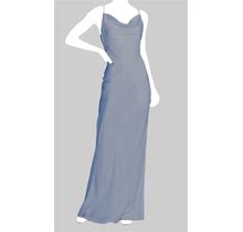 $2295 Jason Wu Womens Blue Sleeveless Satin Cowl Neck Column Gown Dress Size 4