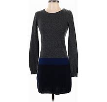 Theory Casual Dress - Sweater Dress Crew Neck Long Sleeve: Gray Dresses - Women's Size P