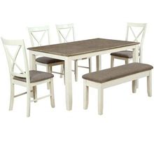 Powell Jane 6 Piece Dining Set In White And Gray