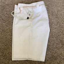 Preswick & Moore Shorts | Preswick & Moore White Shorts Pants W/Belt 24W Nwt | Color: White | Size: 24W