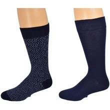 Sierra Socks Men's Dress Casual 2 Pair Pack Combed Cotton Crew Socks (US Shoe Size 8-12, Sock Size 10-13, Navy)