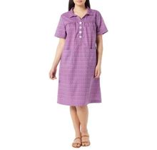 Amerimark Women's Fuchsia Women S Short Sleeve House Dress - Patio Dress With Pockets Violet/Fuchsia Large