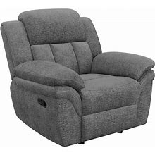 Coaster Bahrain Contemporary Chenille Upholstered Glider Recliner Charcoal