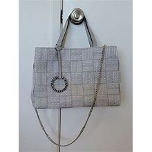 Alma Tonutti Silver Woven Italian Tote Bag With Removable Chain Shoulder Strap