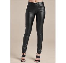 Women's 5-Pocket Faux-Leather Pants - Black, Size 18 By Venus