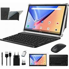 Android 14 Tablet, 10.1 Inch Tablet, 2 in 1 Tablet, 4G Cellular Tablet With Keyboard, Octa-Core, 64Gb Storage, 4GB Ram, 512Gb Expandable, Dual Sim Car
