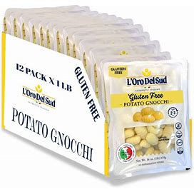 12 Pack, Gluten Free Potato Gnocchi, Cooks In 2-3 Minutes, Shelf Stable, (12 Pack X 1 Lb) Product Of Italy, NON GMO, Wheat Free, Eggs Free, Vegan,