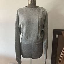 Vintage 80'S Hand-Knit Virgin Wool Grey Sweater M North Of York