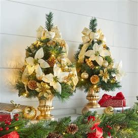 24"H Tabletop Christmas Tree By Brylanehome In Gold